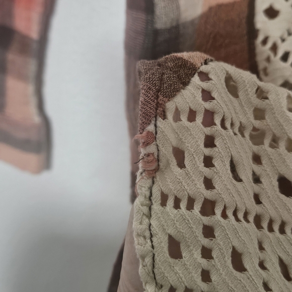 Free People plaid top with open knit back size small - Picture 12 of 14